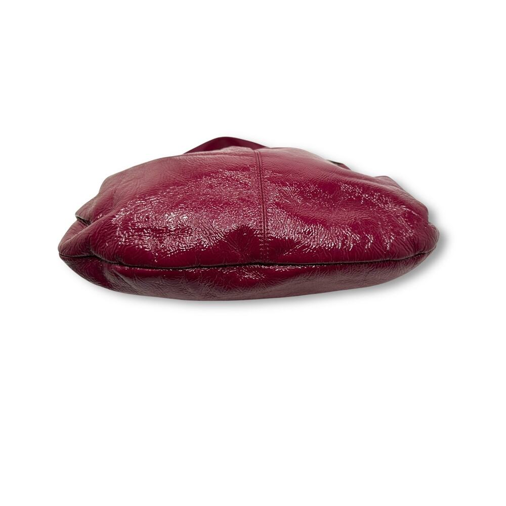 Hobo International Women Patent Shoulder Bag Berry Wine Purple Crinkle Leather - Picture 11 of 14